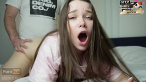 Caught Stepsister masturbating  She didn't expect to be fucked by two cocks Valeria Sladkih