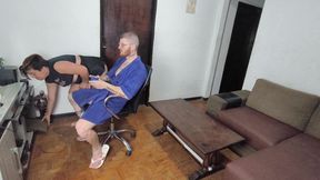 was playing my stepmom came teased me and I her hot