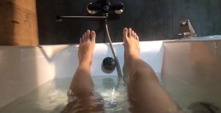 Asian Feet and Pussy in a Bathroom