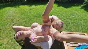 Lesbian Mature Squirting Harlots in the Garden