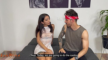 Enjoying how my actor plays with the ass of a pretty teen girl on her casting