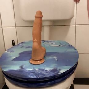 Slave Rides Dildo in the Toilet