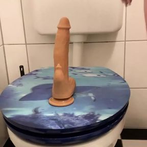 Slave Rides Dildo in the Toilet