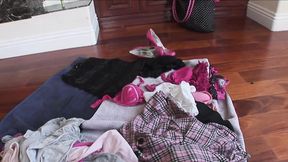 Ebony babe packs for travel and gets a facial