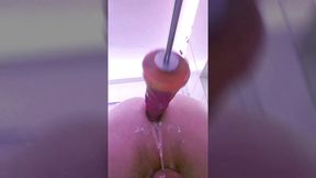 Getting machine fucked by the monster dildo whilst in chastity