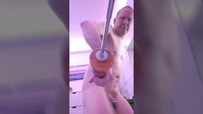 Getting machine fucked by the monster dildo whilst in chastity