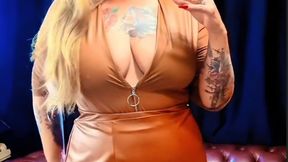 Stepmother decked out in caramel leather, smoking for her stepson – Cork-tipped 100s