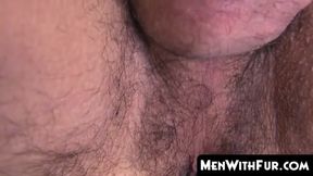 Buff stud displays his fat dick and jerks off hard