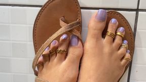Get excited by my curvy feet in the handmade sandals.