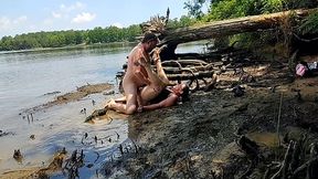 Thick wife fucked in the mud on a nature walk - Becky Tailorxxx