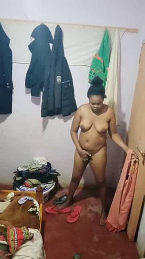My African wife masturbates