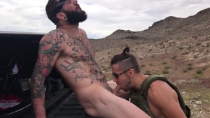 Next Door Homemade - Gay in uniform jerking big dick outdoors