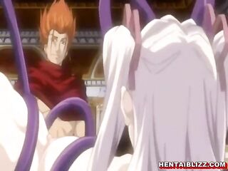 Hentai gets DP by tentacles