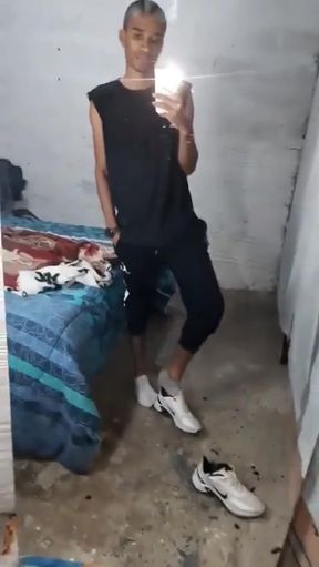 Young Man Gets Horny While Undressing in Front of the Mirror
