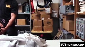 Latino twink's raw, hard barebacking and cumshot after being caught stealing