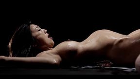 Asian Babe Squirts and Swallows Insane Cum Load