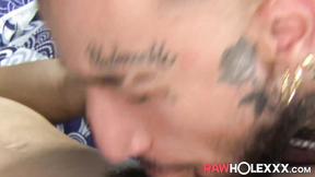 ”Big dicked stud Tyga deepthroats & barebacks slutty bottom Dali”