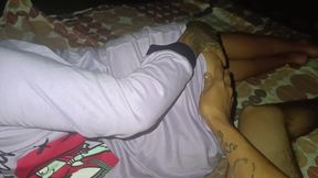 My stepson lay naked and I make him put his cock in me and fill my pussy with milk