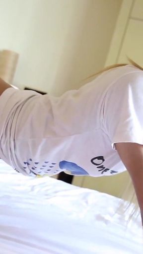 Ladyboystar - Thin Blonde Ladyboy Looks Perfect in Her Red Underwear