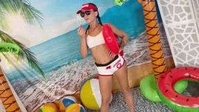 Beach Lifeguard HAND OVER MOUTH fight - HAZEL SINCLAIR & DAKOTA MARR HIDEF
