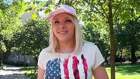 Charming blonde teen gives deepthroat blowjob in Wicked porn clip