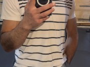 At the gym with a super hard-on