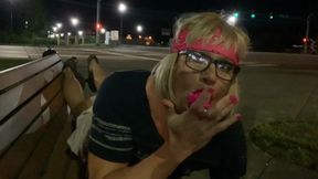 Crazy Bold Dildo Assfucking at Busy Intersection