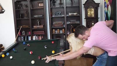 SpyFam Blonde Stepmom Laura Bentley Fucks Stepson on Pool Table