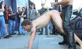 Outdoor screwing and gangbanging for one handsome fellow