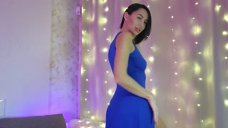 Sexy brunette with a fit model body gets horny when she smokes