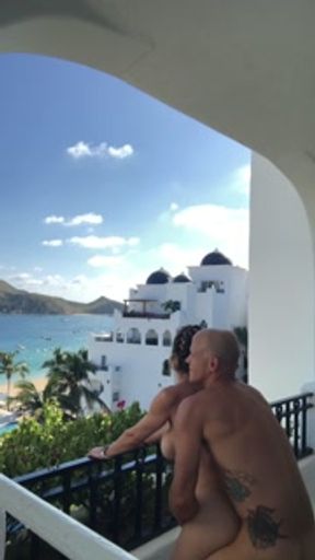 Fucking on the balcony in Mexico looking over the beach (FULL VIDEO)