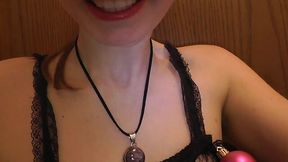 Net Stockinged Cutie Pisses on Christmas Toilet