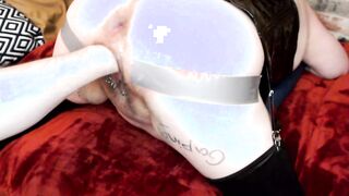 Sub's noisy groaning orgasm from magic wand and fisting loose gaping vagina - 2021-12-01