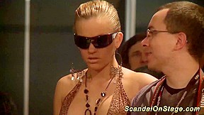 blonde busty babe squirt on public stage