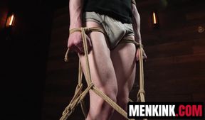 Jesse Stone is bound in rope unable to resist Tony Genius tormenting