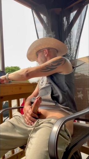 Cowboy's Bold Public Display: A Daring Handjob Adventure with a Surprise Finish!