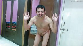 Hot sissy crossdresser femboy Sweet Lollipop pissing under the nude skirt.