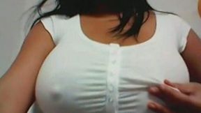 My eyes caught awesome big boobies of charming amateur lady