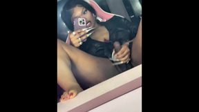 Bizarre Dark-hued Trans Doll Fapping Her BIG BLACK COCK In The Mirror & Busting 2 Cream-colored Nut