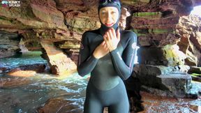 Wetsuit Cave Encounter: Secret Fun with Mysterious Stranger