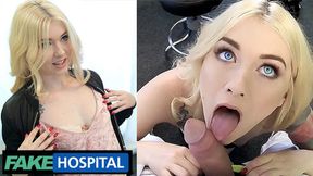 Fake hospital blonde babe craves bigger tits from her doctor