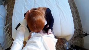 ”Titty Russian Babe Giving Head To Horny Boss”