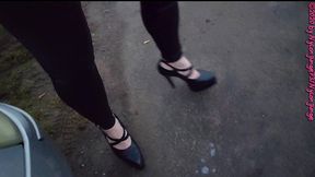 geile heels im auto anziehen ** outdoor fun **