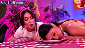 Strapon lesbian pounding horny BFFs