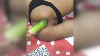 Twink Stretches His Tight Ass With Cucumber and Toys