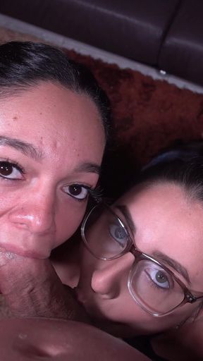 POV Blowjob Threesome: Ayira and Laeris in Double Oral Sex