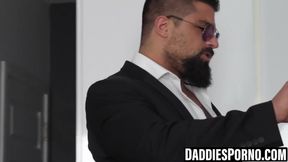 Stepson swallows taboo load then takes bareback