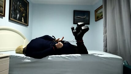 DAISY HOGTIED IN TIGHT DARK BLUE DRESS
