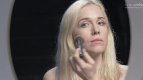 Lusty blonde Mary A applies makeup in the hottest way