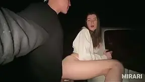Cute barely legal gives head in the car